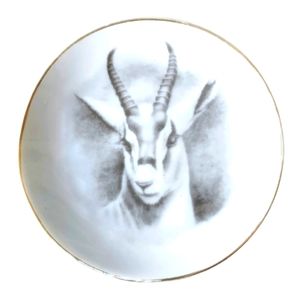 Vintage Small Trinket Plate with Antelope on Front